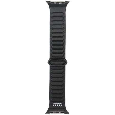 Pasek Audi Logo Genuine Leather Magnetic Ring na Apple Watch 44 / 45 / 46 / 49 mm - czarny