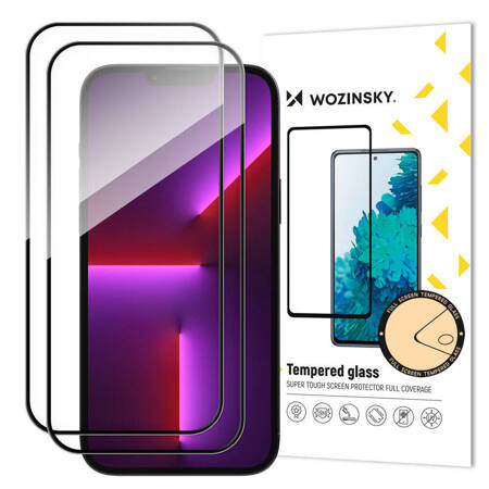 2 szt. szkło hartowane na cały ekran z ramką Case Friendly Wozinsky Full Glue iPhone 15 - czarne
