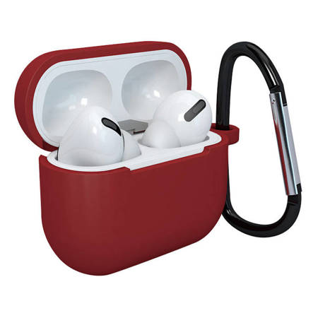 Etui do AirPods 3 silikonowy miękki pokrowiec na słuchawki + brelok karabińczyk zawieszka czerwony (case D)