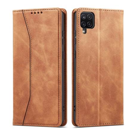 Magnet Fancy Case etui do Samsung Galaxy A12 5G pokrowiec portfel na karty kartę podstawka brązowy