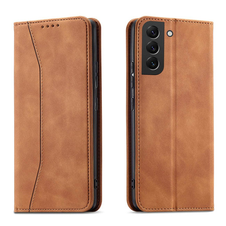 Magnet Fancy Case etui do Samsung Galaxy S22+ (S22 Plus) pokrowiec portfel na karty kartę podstawka brązowy
