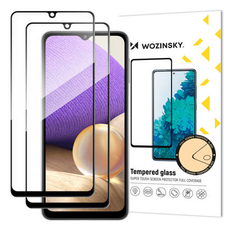 Wozinsky zestaw 2x super wytrzymałe szkło hartowane Full Glue na cały ekran z ramką Case Friendly Samsung Galaxy A32 4G czarny